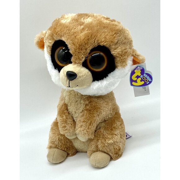 TY Beanie Boo Rebel Meerkat Stuffed Animal 9" Retired Plush w Purple Heart Tag - Picture 1 of 6